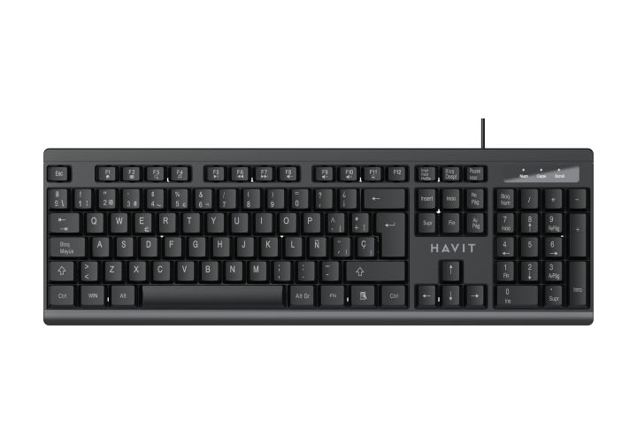 HAVIT KB376 | USB Keyboard | English Font | Multimedia Keyboard | Office Keyboard | With NumberPad | Basic Keyboard | Black