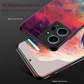 Biruiqu For Xiaomi Redmi Note 12 4G Shockproof Starry Colorful Tempered Glass Back Soft Silicone Edge Case Cover. 