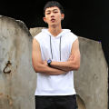 vest hooded vest men's trendy hooded sleeveless T-shirt men's sleeveless sweater hoodie summer vest thin foreign trade. 