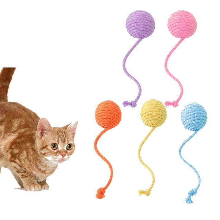 Cat Scratch Ball Bite Resistant Cat Cotton Rope Ball Sounding with Rope ...