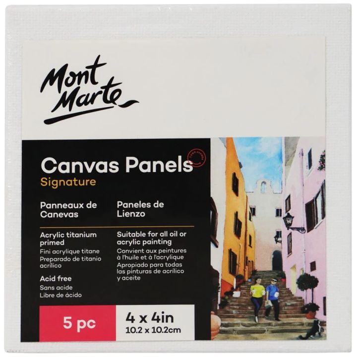 Mont Marte Canvas Panels Pack 5 10.2x10.2cm - CMPL1010
