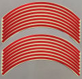 Red Reflective Vinyl Rim Stickers For Motorcycles / Suitable For All Bikes / 16 Pcs Sticker For Both Wheels (8mm Width). 