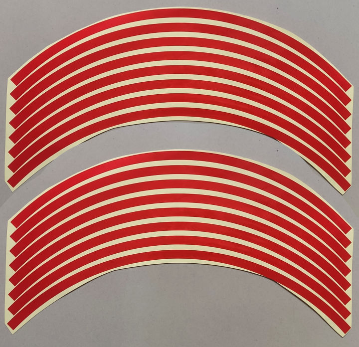 Red Reflective Vinyl Rim Stickers For Motorcycles / Suitable For All Bikes / 16 Pcs Sticker For Both Wheels (8mm Width)