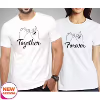 White Couple Forever Together Printed T-Shirt For Men & Women