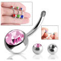 Belly Button Rings Navel Rings Body Piercing Jewelry Stainless Steel Round CZ. 