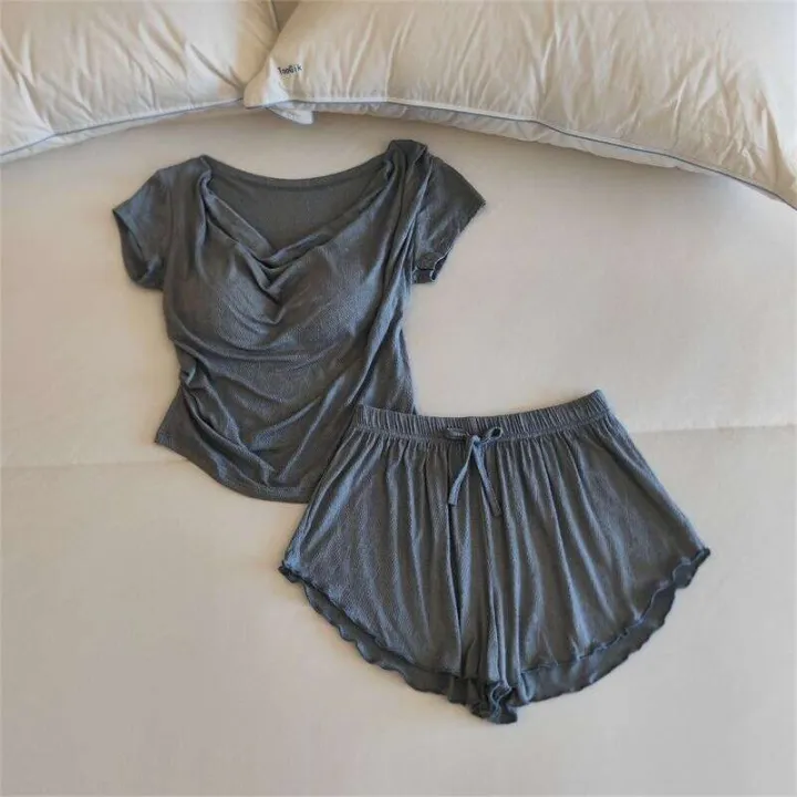 Sweet%20Korean%20Pamas%20for%20Women,%20Spring%20and%20New%20Short%20Sleeve,%20Wearable%20Outside,%20Pure%20Desire%20Lazy%20Style%20Homewear%20Summer%20Set%20-%20Image%208