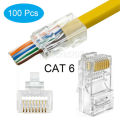 Pass-Thru RJ45 CAT6, Pass Through Connectors-25pcs. 