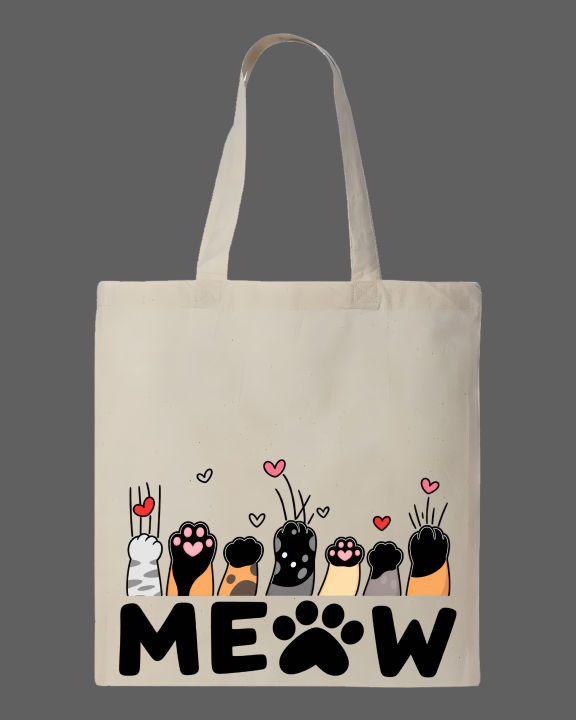 Cute%20"MEOW"%20Cat%20Paws%20Printed%20Tote%20Bag%20%E2%80%93%20Eco-Friendly%20Cotton%20Shoulder%20Shopping%20Bag-White,%20Black%20-%20Image%203