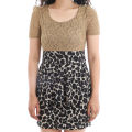 Brown/Black Lace Design Mix Animal Print Dress For Women. 