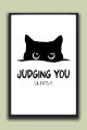 Funny Cat Wall Frame – Judging You Silently Quote Wall Art | One Piece Frame. 