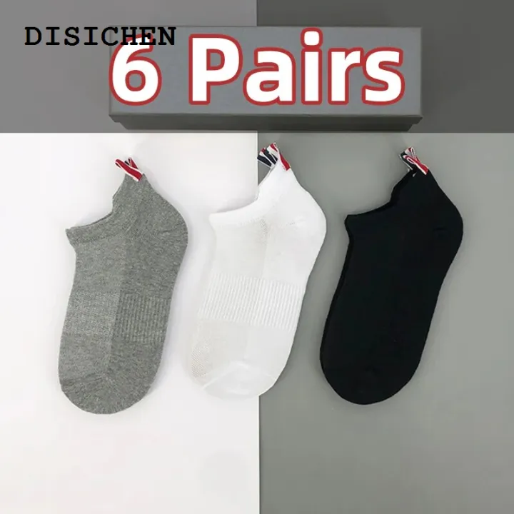 DISICHEN%20Sales%20promotion%20TB%20Men's%20Boat%20socks%20Luxury%20Brand%20Solid%20Color%20Crew%20Socks%20Korean%20Fashion%20Style%20Cotton%20Knitted%20Uni%20Casual%201/6%20Pairs%20Sockings%20-%20Image%202