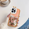 Jizetin for Realme C33 Back Cover Rose Rabbit Square Camera Soft Rubber Phone Case. 