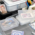 New Transparent Plastic Storage Box Photocards Small Card Storage Box Desk Organizer Box Classification Box Stationery. 