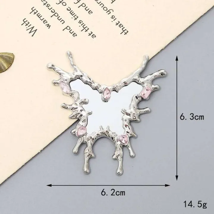 1%20Pc%20Y2K%20Butterfly%20Mini%20Mirror%20Irregular%20Metal%20Liquid%20Water%20Droplets%20Design%20Portable%20Pocket%20Makeup%20Mirrors%20Decor%20Accessories%20-%20Image%202