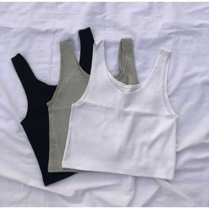 Pack Of 3 Pcs Ribbed Crop Cami Top For Women