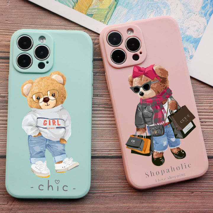 Funny Trendy Girl sports bear Phone Case For iPhone 15 PRO Max 13 12 Pro 11 Pro XR XS MAX X 6s 7 SE Case for iphonne 14 pro max