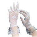 Summer Wedding Full Finger Lace Bow Driving Black White Bridal Gloves Mesh Gloves Lace Gloves Tulle Mittens. 