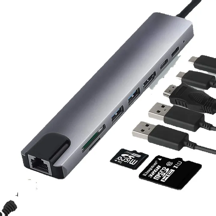 Usb-C%20Hub,%208%20In%201%20Multifunctional%20Aluminum%20Type%20C%20Adapter%20With%204k%20Hdmi%20Port,%20RJ45%20Ethernet%20Port,%20USB-C%20Power%20Delivery,%202%20USB%203.0%20Ports,%20SD/TF%20Card%20Reader,%20Compatible%20For%20Type-C%20Devices%20-%20Image%202