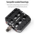 MEROCA Mountain Bike Flat Pedals MTB Pedals with Light Aluminum Alloy Folding Bike Pedals Road Bike Pedals with Safety Warning Replacement Bike Pedals. 