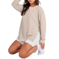 Women'S Oversized Sweatshirts Crewneck Long Sleeve Pullover Shirts Side Zipper Hoodies 2025 Fall Clothes. 