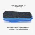 Doms Magnetic Whiteboard Duster & Markers | Set of 2 Markers & 1 Duster | Blue & Black Ink | Easy to Wipe | White Board Marker with Good Grip. 