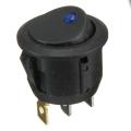 Car Boat 12V Round ON-OFF Illuminated LED Dot Rocker Push Button Toggle Switch Blue. 