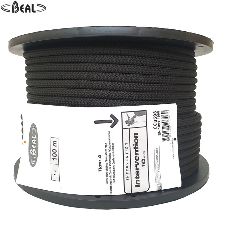 Beal Intervention 10 mm Semi Static Rope Black (50 / 100 / 200 mtr ...