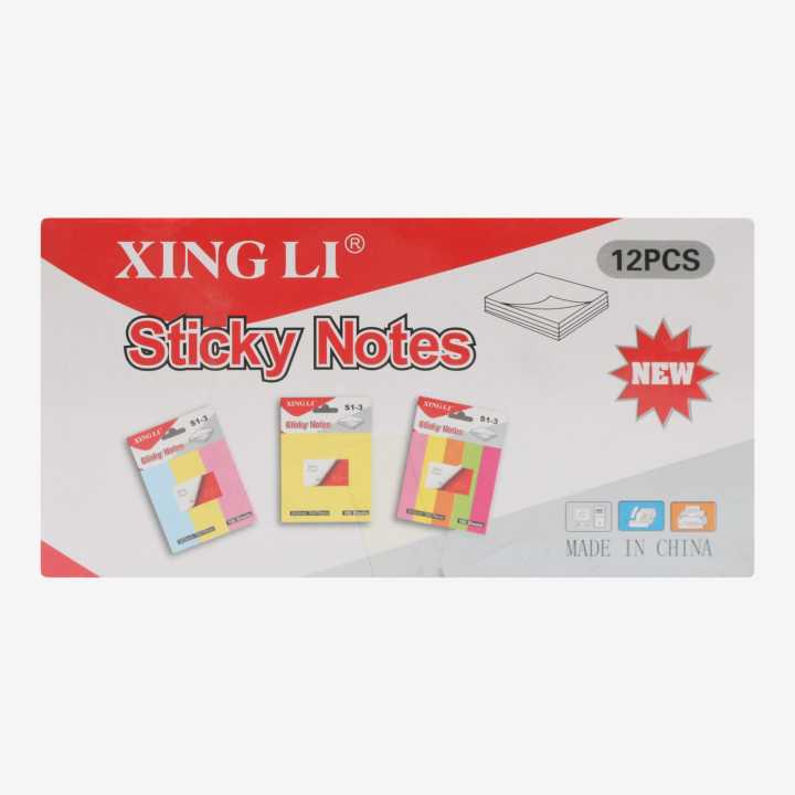 Multicolor Xingli Sticky Notes 3X3 Inch Pack Of 12 Pcs