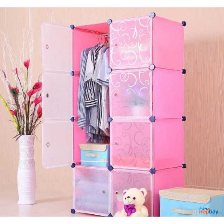 Heavy Cloth Storage Cube Organizer Wardrobe Modular Closet Plastic Cabinet, Cubby Shelving Storage Drawer Unit, Diy Modular Bookcase Closet System With Doors For Clothes, Shoes, Kids' Toys & Children