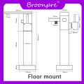 Broonpre Bathroom Freestanding Floor Mounted Bath Spout Faucet Cold/Hot Mixer Tap With Shower Hand Faucet Matte Black. 