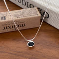 BF CLUB Silver Color Necklace For Women Black Stone Engagement Fine Jewelry Wedding Party Birthday Gift. 