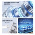 Outdoor Cooling Device 100 Gears Mini Pocket Turbo Fan Rechargeable Transparent Body Handheld Fan Adjustable Speeds with LED Light Neck Hanging Small Fan Travel. 