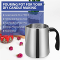 1 PCS 32oz Wax Melting Pot with Pouring Spout and Heat-Resistant Handle Silver for Candle Making. 