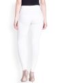 Women's Solid Churidar White Leggings Comfortable Fit Elastic Waist Straight Leg Trousers. 
