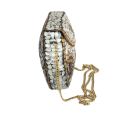 White Golden Metal Body Chained Clutch Bag For Women. 