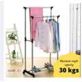 Double Telescopic Pole Stainless Steel Cloth Hanger Stand. 