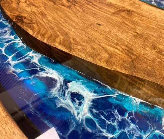 Live-edge wood and epoxy resin coffee table | Daraz.com.np