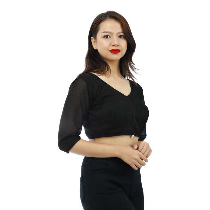 Black%20Net%20Back%20Lace%20Design%20Blouse%20For%20Women%20-%20Image%203