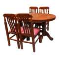 Dark Brown Color Wooden Oval Dining Table With Four Chair (60*36*30). 