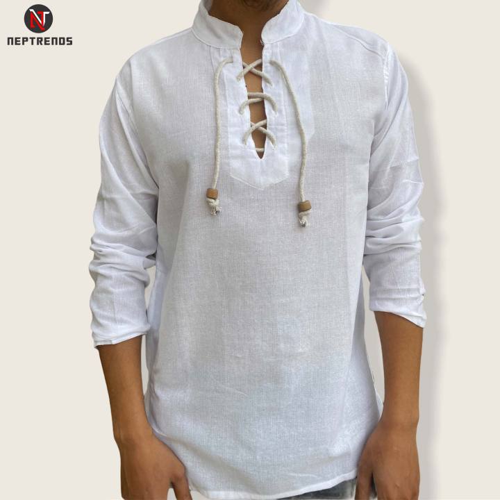 Laced%20Up%20Kurta%20Shirt%20For%20Men%20-%20Image%203