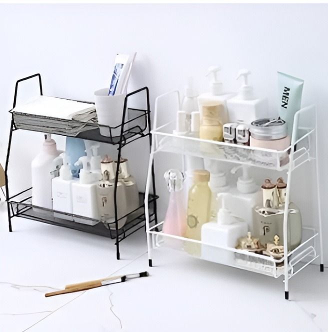 2 Layer Spice Rack Countertop Bathroom Shelf Desktop Makeup Organizer ...