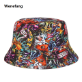 Wenefang Summer Sunscreen Bucket Hat Unisex Beach Panama Cap Fashion Hot Selling Print Hip Hop Gorras Fishing Fisherman Hat Wear Double Side. 