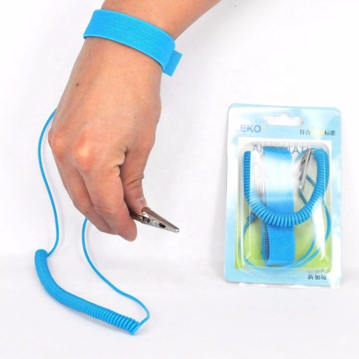 Anti Static ESD Wrist Strap Discharge Grounding ESD Mat Flexible Coiled Cables Prevent Static Shock Adjustable Antistatic Wrist Strap For Electronics Repair Work Tool - Multi Plug