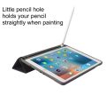 For iPad Pro 9.7 A1673 A1674 A1675 Tablet Tri-fold Stand PU Denim Leather Smart Cover Soft TPU Case Build-in Apple Pencil Holder. 