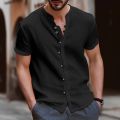 Shirt Casual Style Beach Short Sleeve Collarless Fashion High Bargain price Quality Men's Polo Shirt Men's Collarless T Clothing Top. 