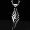 【Hottest Trends】Vintage Angel Wings Necklace Men's Trendy High-end Personalized Clavicle Chain Punk Style Imitation Thai Silver Feather Pendant. 