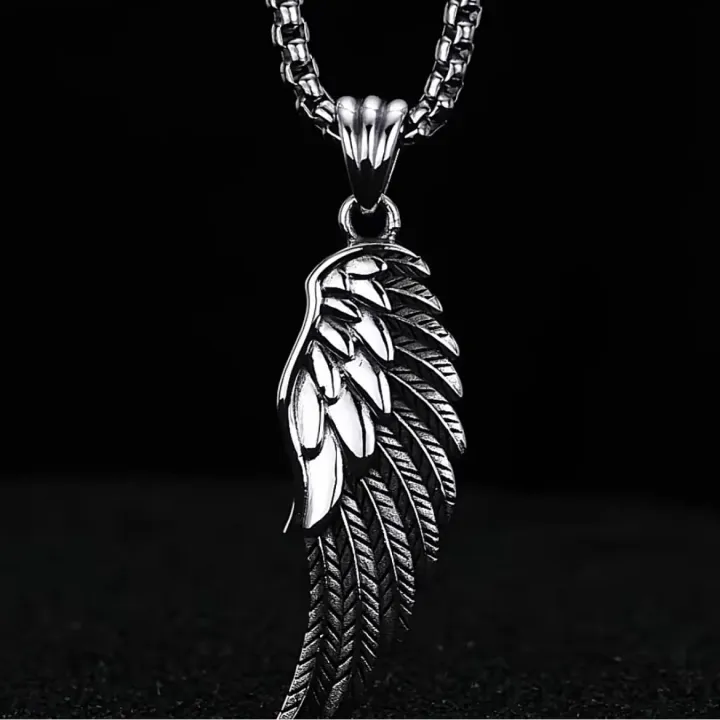 %E3%80%90Hottest%20Trends%E3%80%91Vintage%20Angel%20Wings%20Necklace%20Men's%20Trendy%20High-end%20Personalized%20Clavicle%20Chain%20Punk%20Style%20Imitation%20Thai%20Silver%20Feather%20Pendant%20-%20Image%202