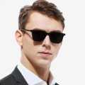 Korean Trendy Square Sunglass For Men - Black Lens and Frame | Fashion Poycarbonate Frame Eyewear Sunglasses For Men. 