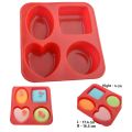 Glycrine Soapbase Melt and Pour Soap Base (500gm) With Silicone Mold Soap Making Square| Round| Oval| Heart Shape Red  (Pack of 1). 