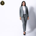 Boss Lady Single Breasted Classic Grey Formal Coat and Pant Set For Women. 
